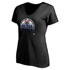 Edmonton Oilers Women's Personalized Midnight Mascot Logo V-Neck T-Shirt