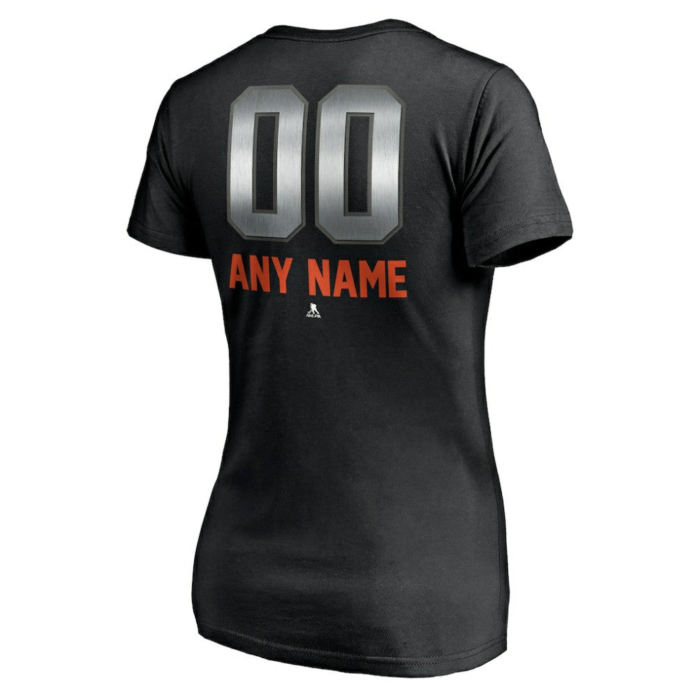 Edmonton Oilers Women's Personalized Midnight Mascot Logo V-Neck T-Shirt