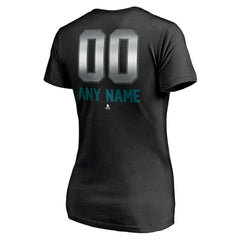 San Jose Sharks Women's Personalized Midnight Mascot Logo V-Neck T-Shirt