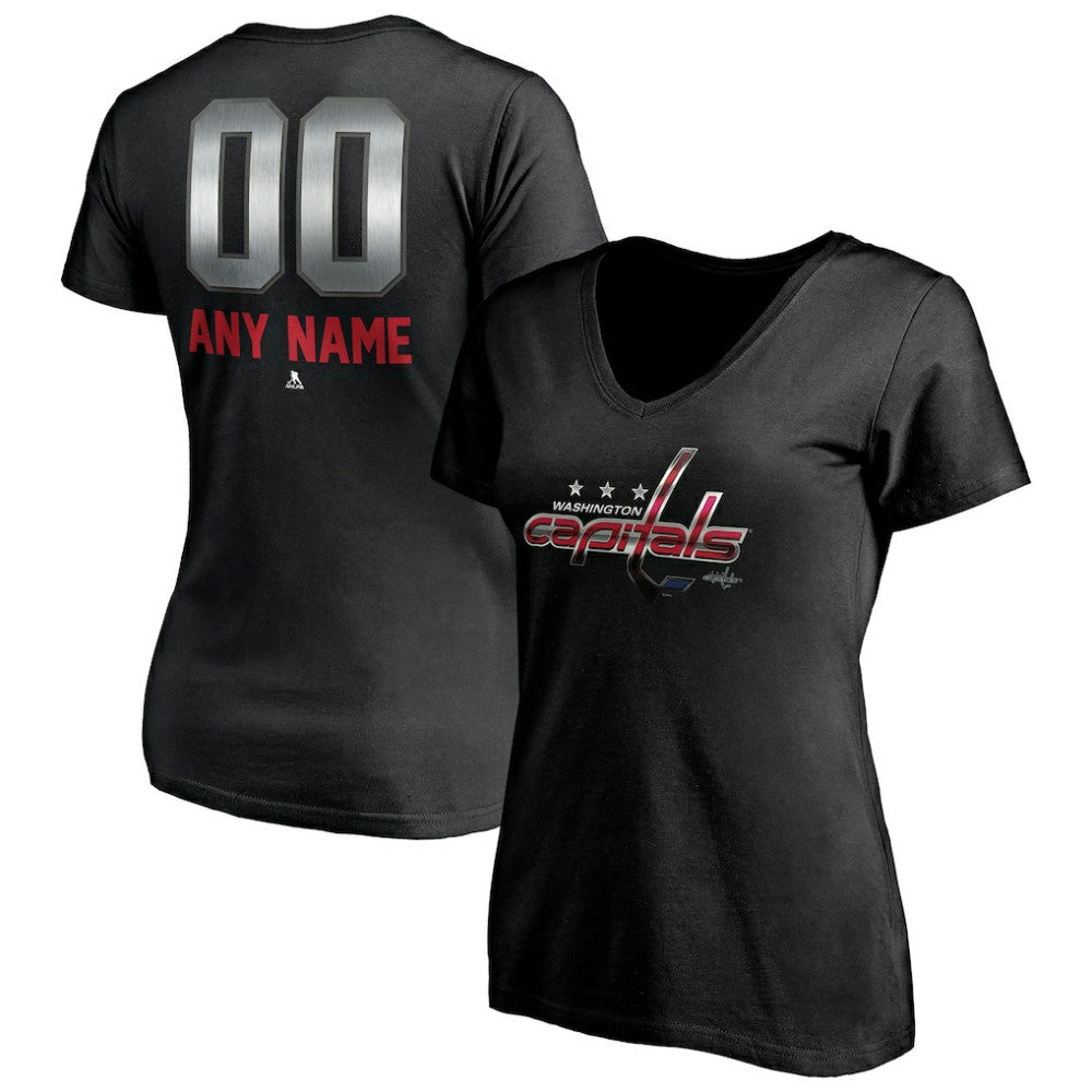 Washington Capitals Women's Personalized Midnight Mascot Logo V-Neck T-Shirt