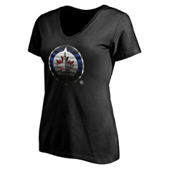 Winnipeg Jets Women's Personalized Midnight Mascot Logo V-Neck T-Shirt