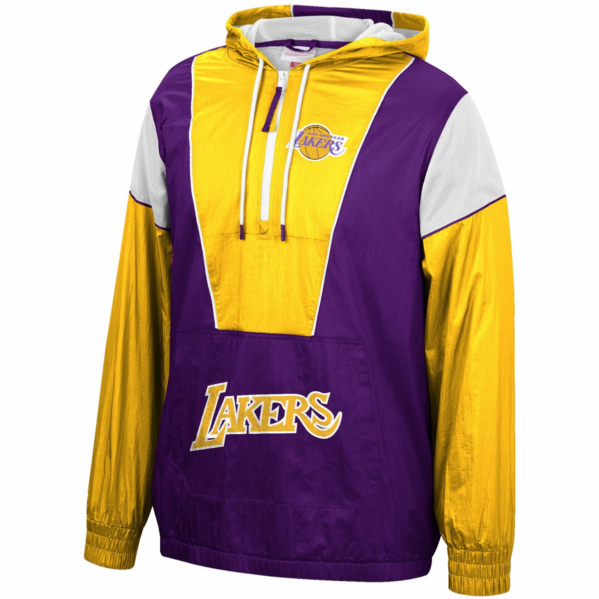 Los Angeles Lakers Hardwood Classics Highlight Reel Windbreaker Half-Zip Hoodie Jacket - Purple/Gold | Mitchell & Ness sale