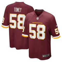 NFL Washington Commanders Shaka Toney Washington Football Team Game Jersey
