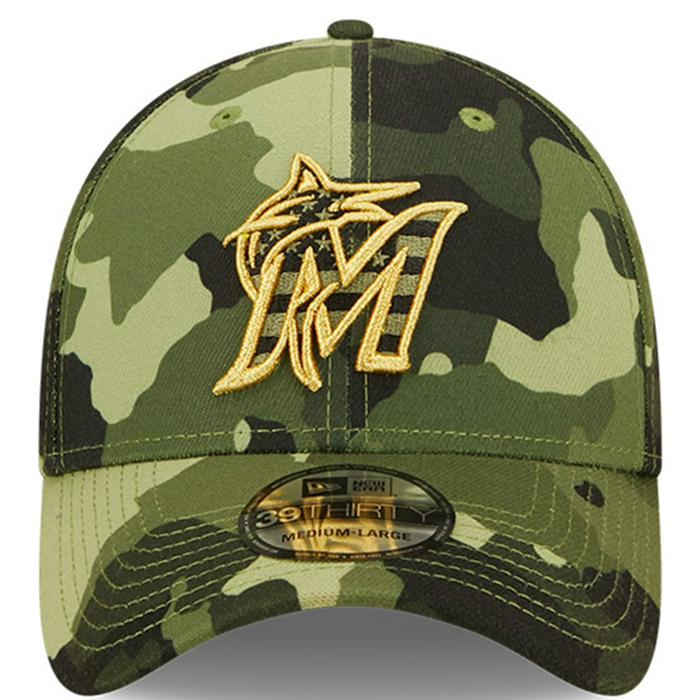 Miami Marlins 2022 Armed Forces Day 39THIRTY Flex Hat - Camo | New Era