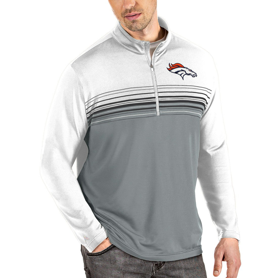 NFL Denver Broncos Antigua Pace Quarter-Zip Pullover Jacket