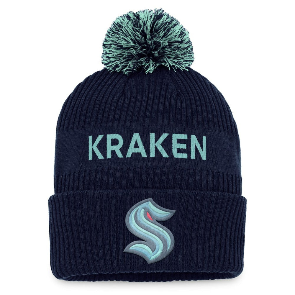 Seattle Kraken Fanatics 2022 NHL Draft Authentic Pro Cuffed Knit Hat with Pom