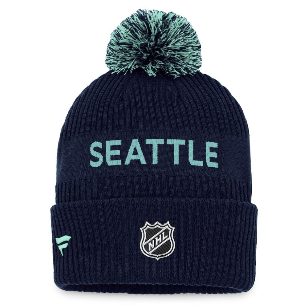 Seattle Kraken Fanatics 2022 NHL Draft Authentic Pro Cuffed Knit Hat with Pom