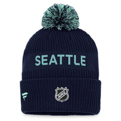 Seattle Kraken Fanatics 2022 NHL Draft Authentic Pro Cuffed Knit Hat with Pom