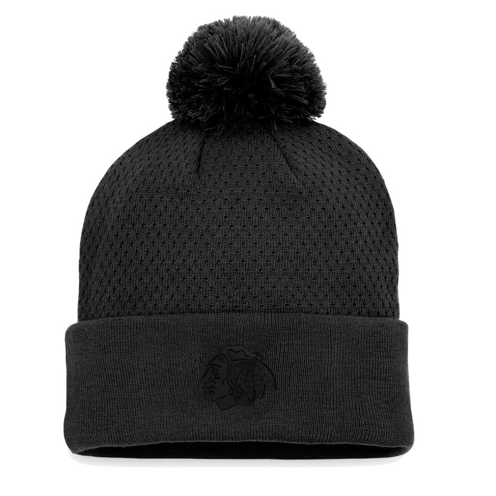 Chicago Blackhawks Fanatics Women's Authentic Pro Road Cuffed Knit Hat with Pom