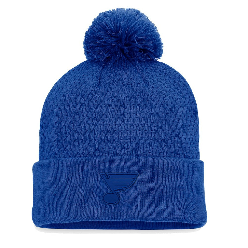 St. Louis Blues Fanatics Women's Authentic Pro Road Cuffed Knit Hat with Pom