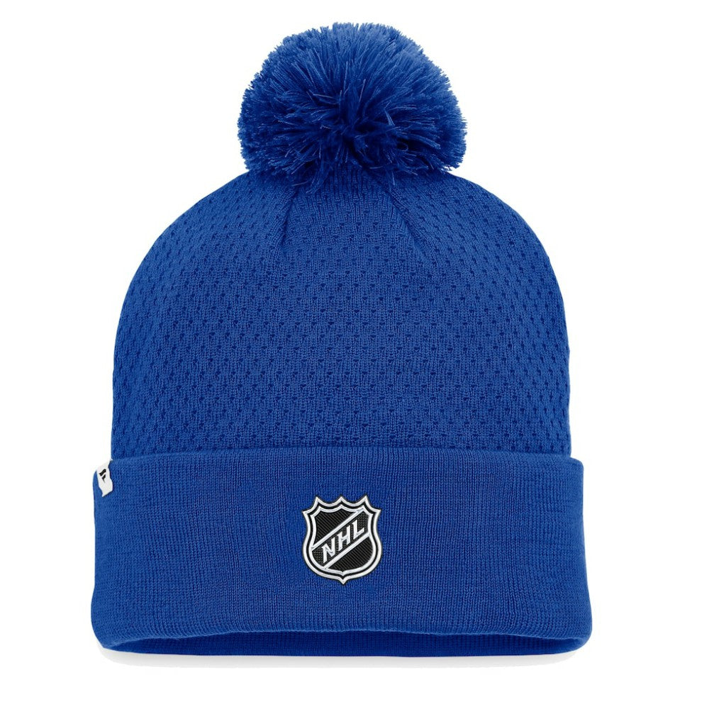 St. Louis Blues Fanatics Women's Authentic Pro Road Cuffed Knit Hat with Pom