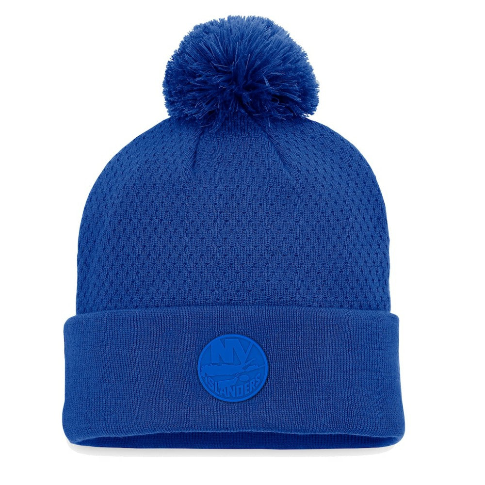 New York Islanders Fanatics Women's Authentic Pro Road Cuffed Knit Hat with Pom