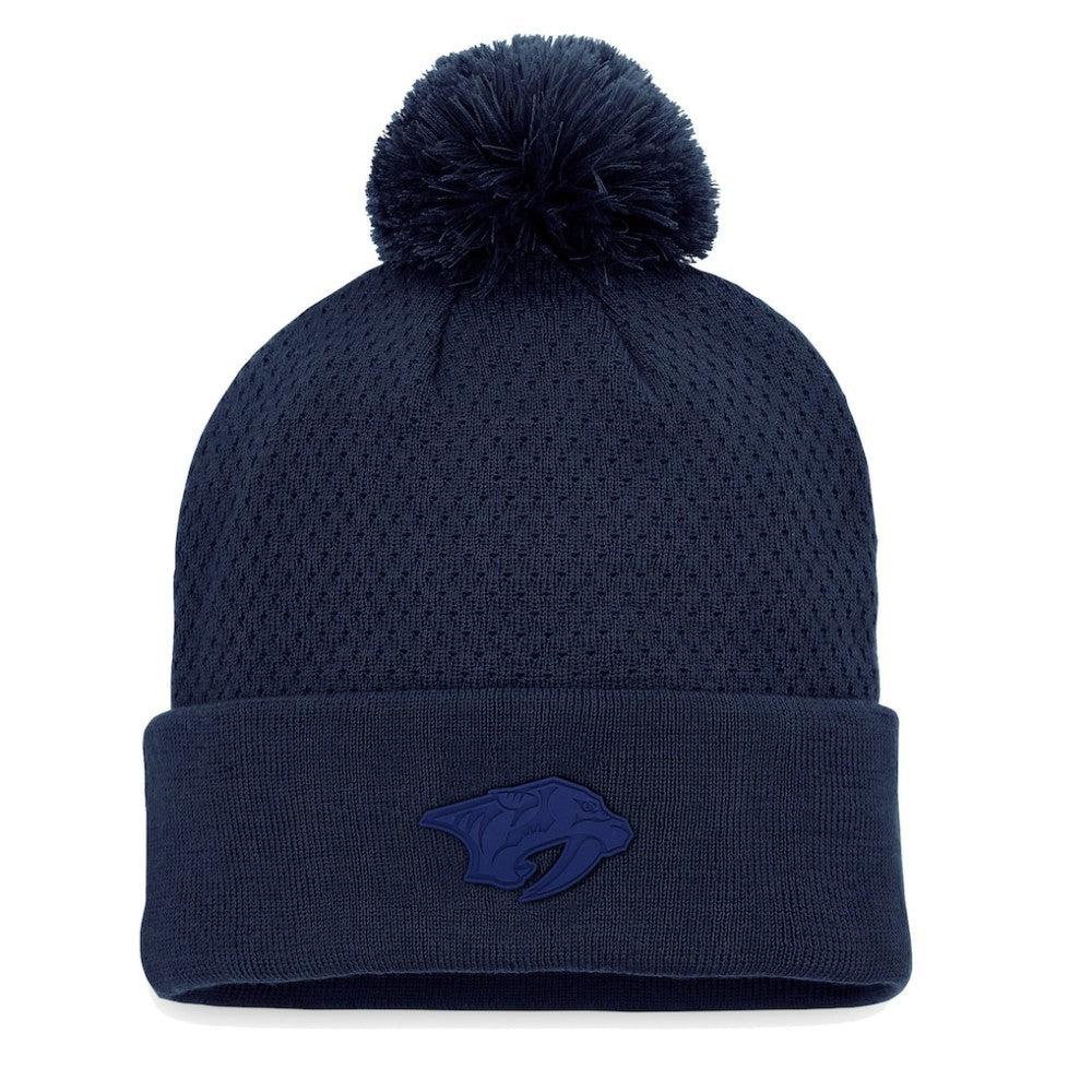 Nashville Predators Fanatics Women's Authentic Pro Road Cuffed Knit Hat with Pom