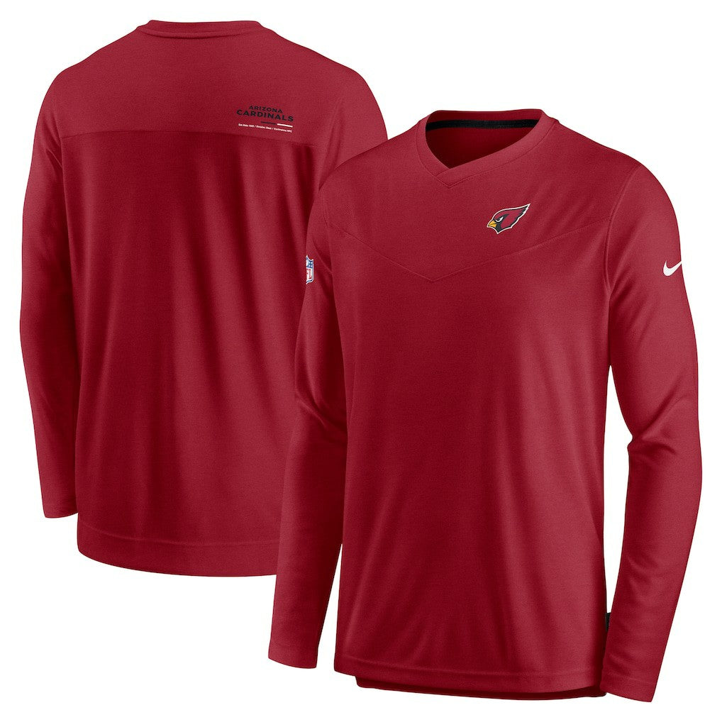NFL Arizona Cardinals Sideline Coach Chevron Lock Up Long Sleeve V-Neck Performance T-Shirt