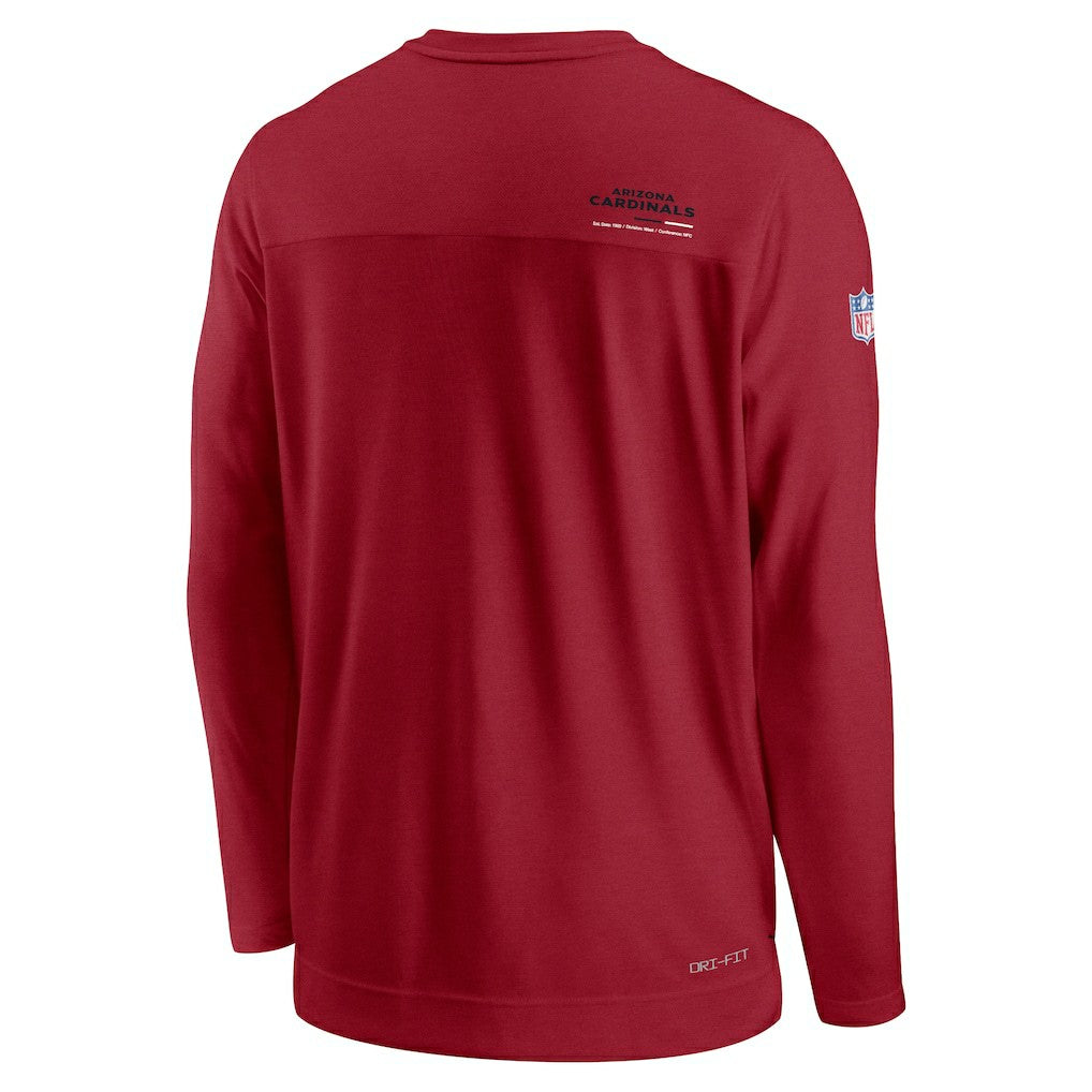 NFL Arizona Cardinals Sideline Coach Chevron Lock Up Long Sleeve V-Neck Performance T-Shirt