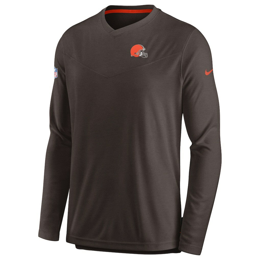 NFL Cleveland Browns Sideline Coach Chevron Lock Up Long Sleeve V-Neck Performance T-Shirt