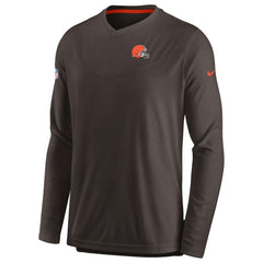 NFL Cleveland Browns Sideline Coach Chevron Lock Up Long Sleeve V-Neck Performance T-Shirt
