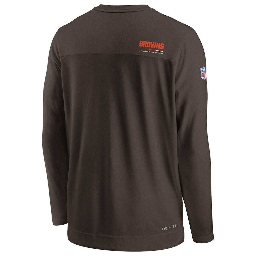 NFL Cleveland Browns Sideline Coach Chevron Lock Up Long Sleeve V-Neck Performance T-Shirt