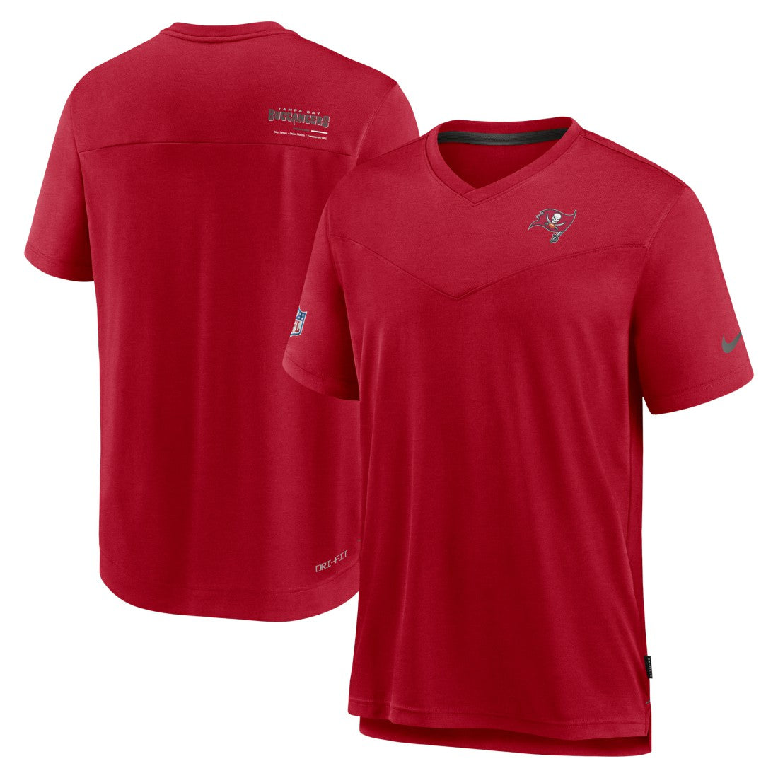 NFL Tampa Bay Buccaneers Sideline Coach Chevron Lock Up Logo V-Neck Performance T-Shirt