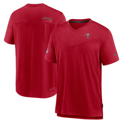 NFL Tampa Bay Buccaneers Sideline Coach Chevron Lock Up Logo V-Neck Performance T-Shirt