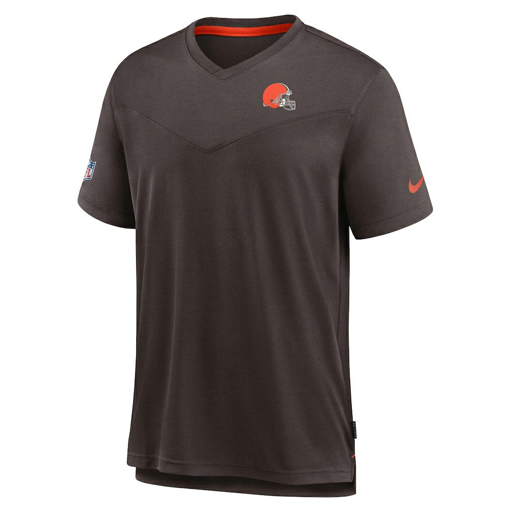 NFL Cleveland Browns Sideline Coach Chevron Lock Up Logo V-Neck Performance T-Shirt