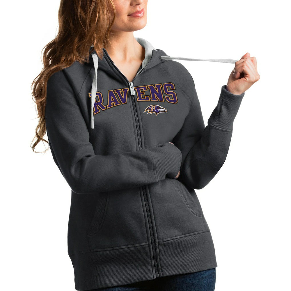 NFL Baltimore Ravens Antigua Women's Wordmark Victory Full-Zip Hoodie