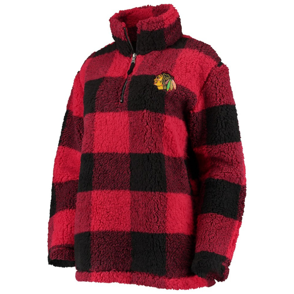 Chicago Blackhawks G-III 4Her by Carl Banks Women's Plaid Sherpa Quarter-Zip Jacket