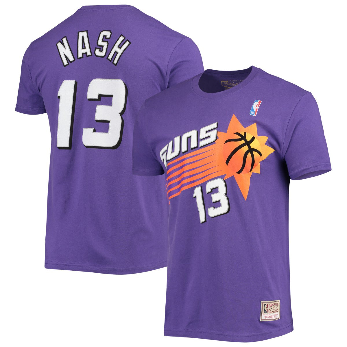 Steve Nash Phoenix Suns Hardwood Classics Stitch Name & Number T-Shirt - Purple | Mitchell & Ness sale