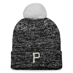 Pittsburgh Pirates Women's Iconic Cuffed Knit Hat with Pom - Black/White