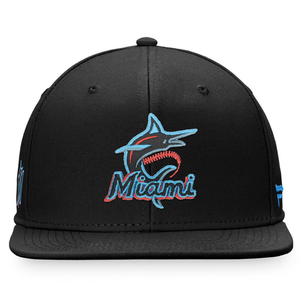 Miami Marlins Iconic Team Patch Fitted Hat - Black