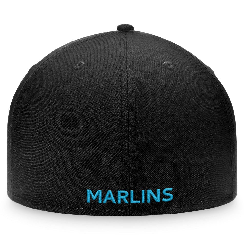 Miami Marlins Iconic Team Patch Fitted Hat - Black