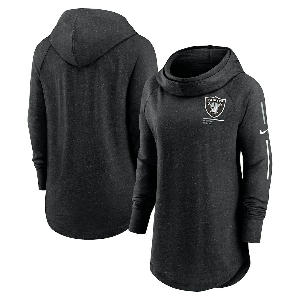 NFL Las Vegas Raiders Women's Minimal Statement Lightweight Raglan Funnel Neck Pullover Hoodie