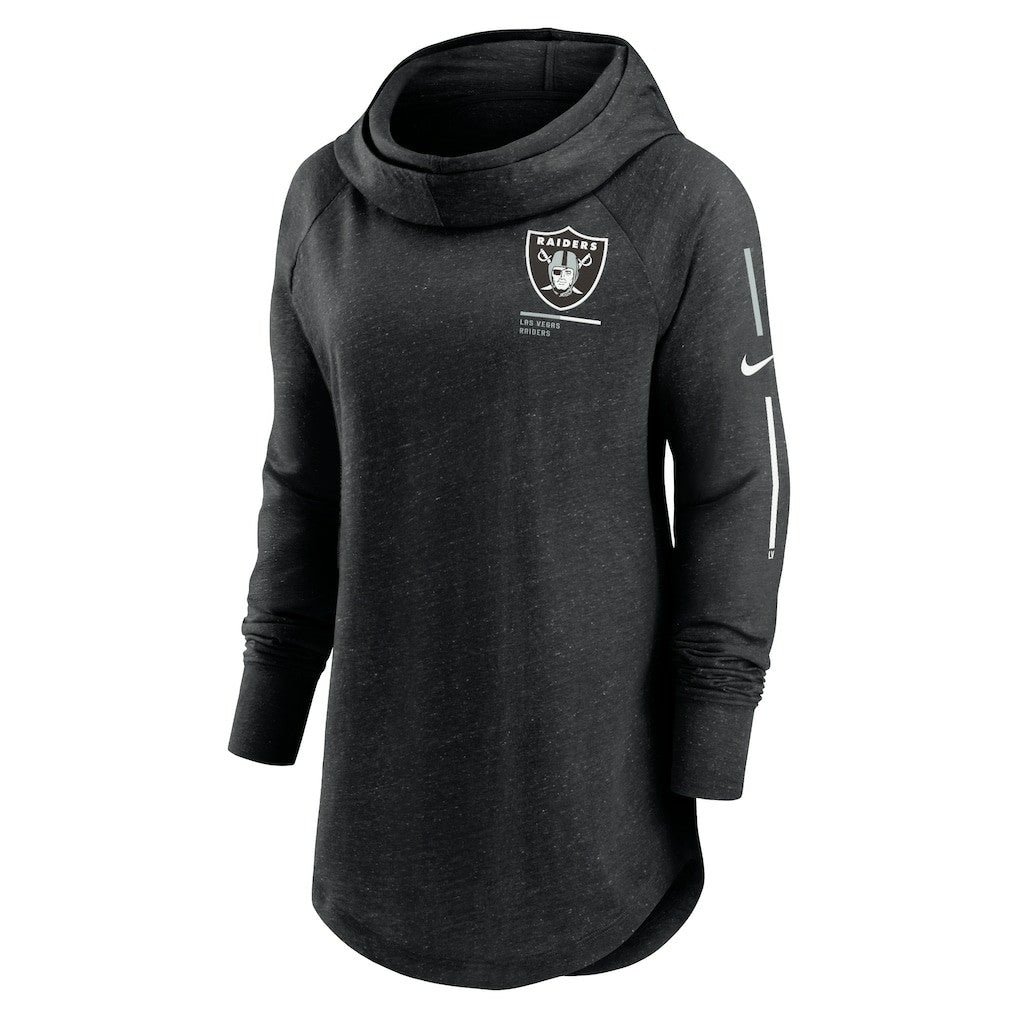 NFL Las Vegas Raiders Women's Minimal Statement Lightweight Raglan Funnel Neck Pullover Hoodie