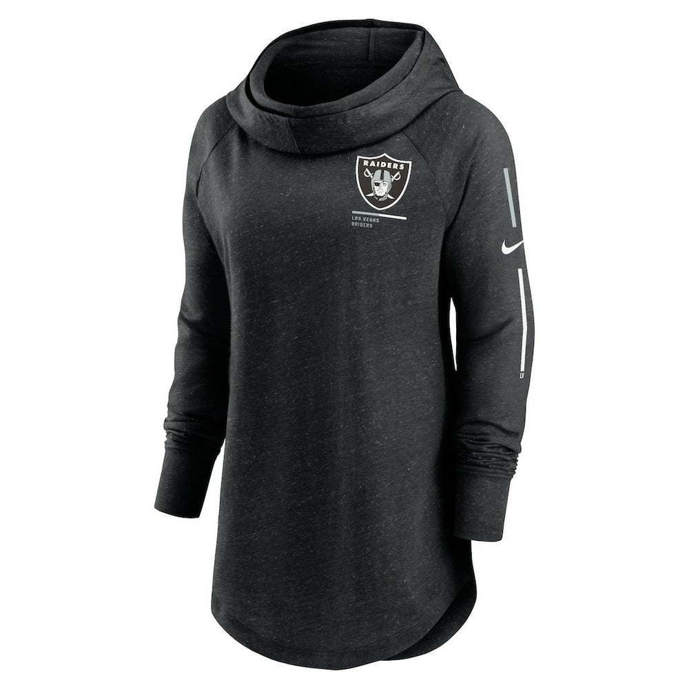 NFL Las Vegas Raiders Women's Minimal Statement Lightweight Raglan Funnel Neck Pullover Hoodie