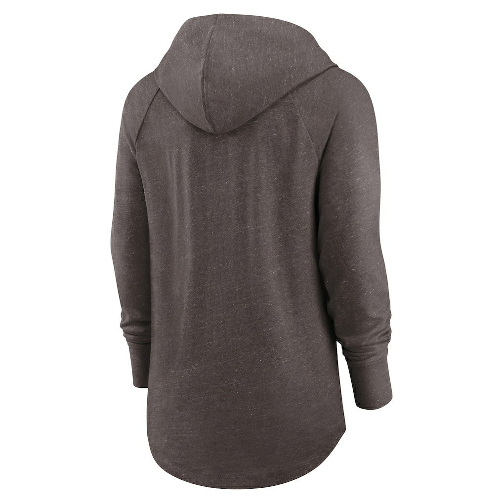 NFL Cleveland Browns Women's Minimal Statement Lightweight Raglan Funnel Neck Pullover Hoodie