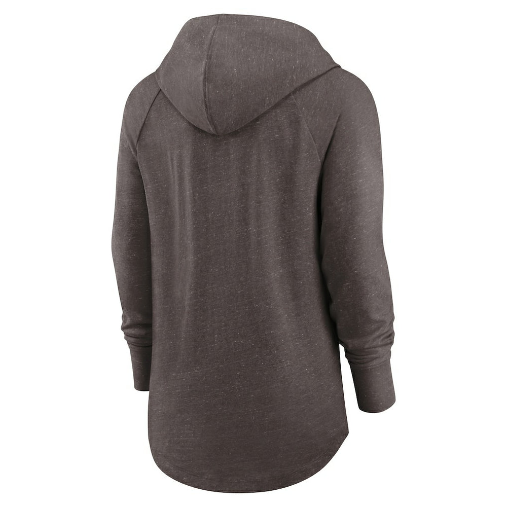 NFL Cleveland Browns Women's Minimal Statement Lightweight Raglan Funnel Neck Pullover Hoodie