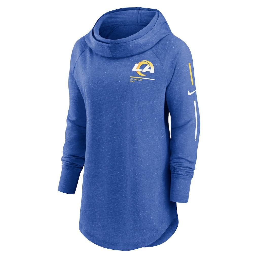NFL Los Angeles Rams Women's Minimal Statement Lightweight Raglan Funnel Neck Pullover Hoodie
