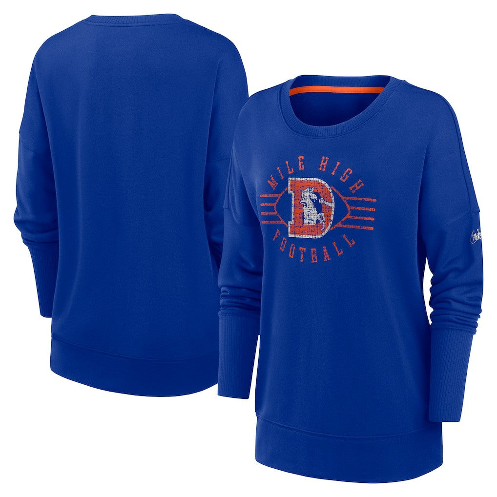 NFL Denver Broncos Women's Rewind Playback Icon Performance Pullover Sweatshirt