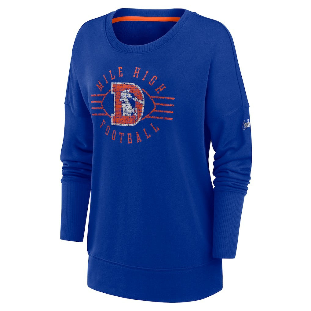 NFL Denver Broncos Women's Rewind Playback Icon Performance Pullover Sweatshirt