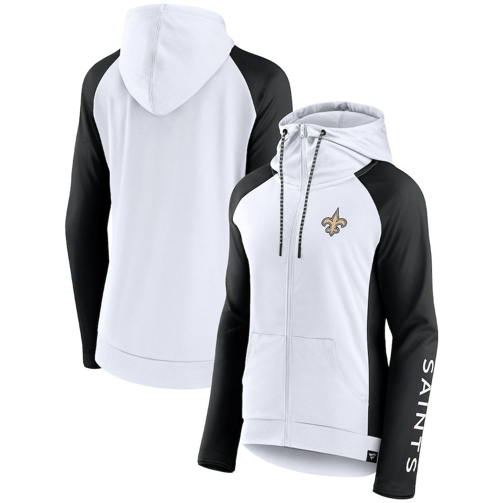 NFL New Orleans Saints Women's End Around Lightweight Raglan Full-Zip Hoodie Jacket