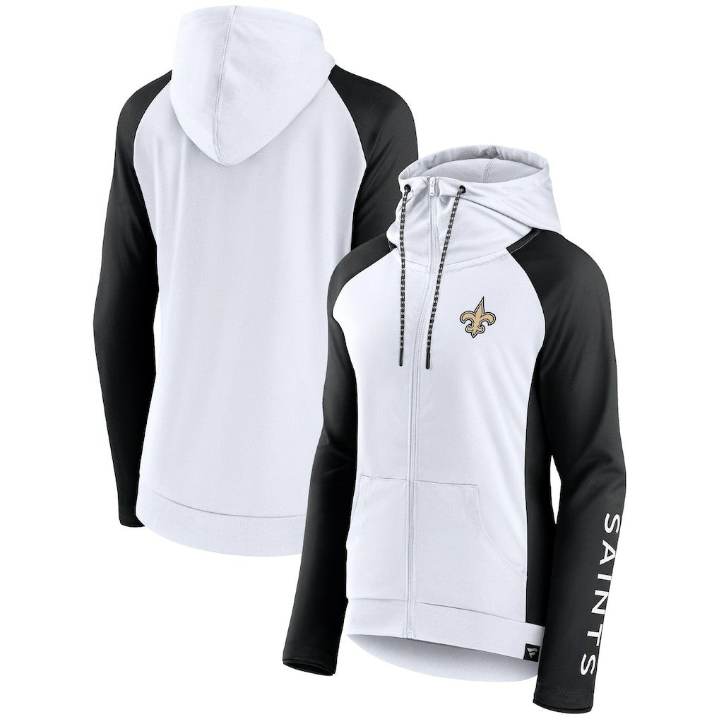 NFL New Orleans Saints Women's End Around Lightweight Raglan Full-Zip Hoodie Jacket