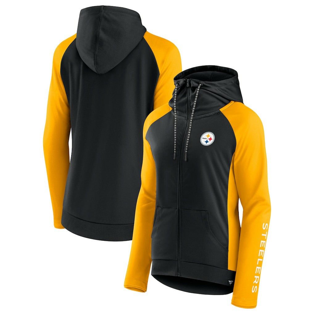 NFL Pittsburgh Steelers Women's End Around Lightweight Raglan Full-Zip Hoodie Jacket