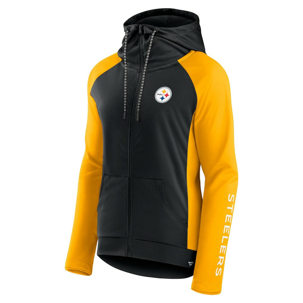NFL Pittsburgh Steelers Women's End Around Lightweight Raglan Full-Zip Hoodie Jacket