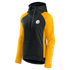 NFL Pittsburgh Steelers Women's End Around Lightweight Raglan Full-Zip Hoodie Jacket