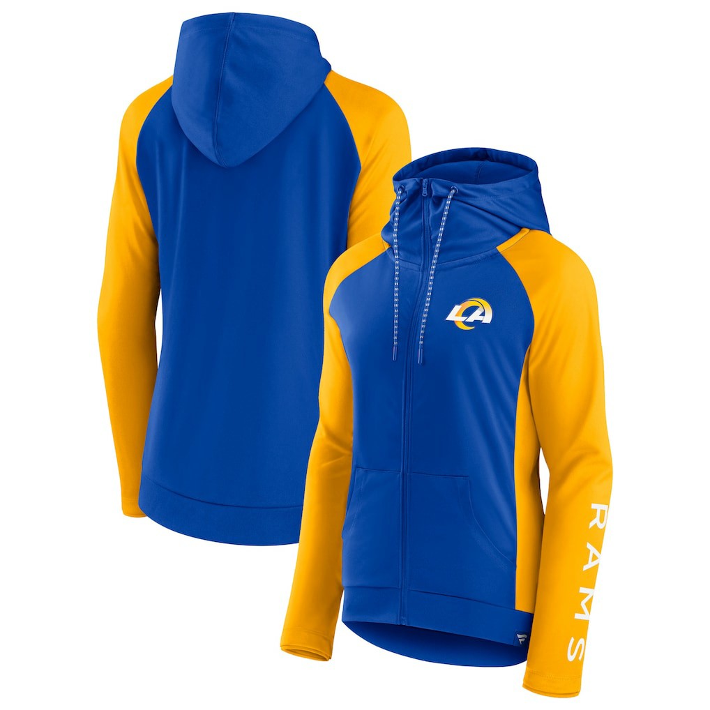 NFL Los Angeles Rams Women's End Around Lightweight Raglan Full-Zip Hoodie Jacket