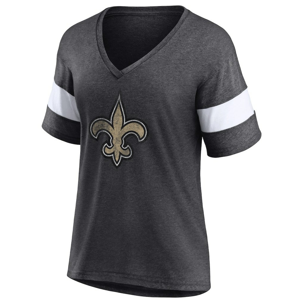 NFL New Orleans Saints Women's Distressed Team Tri-Blend V-Neck T-Shirt