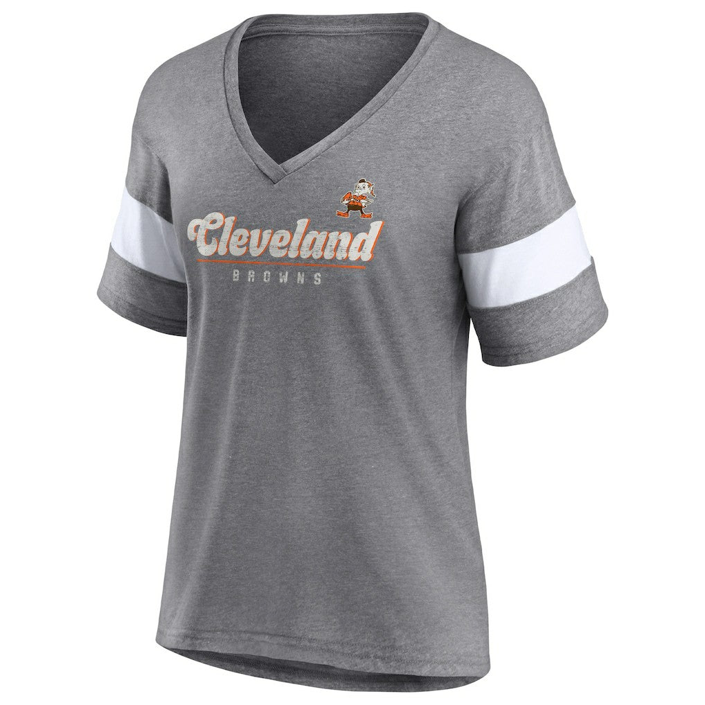 NFL Cleveland Browns Women's Give It All Half-Sleeve Tri-Blend V-Neck T-Shirt