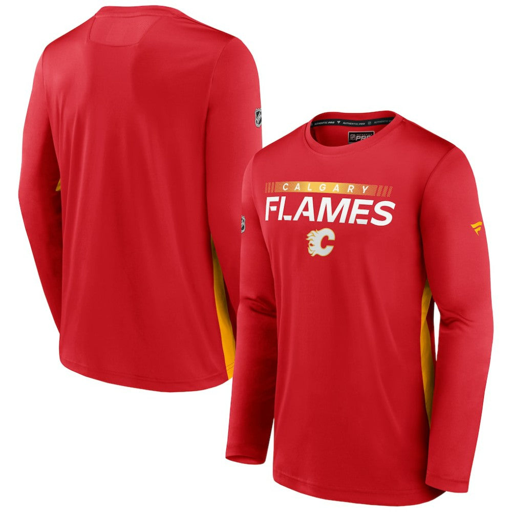 Calgary Flames Fanatics Authentic Pro Rink Performance Long Sleeve T-Shirt