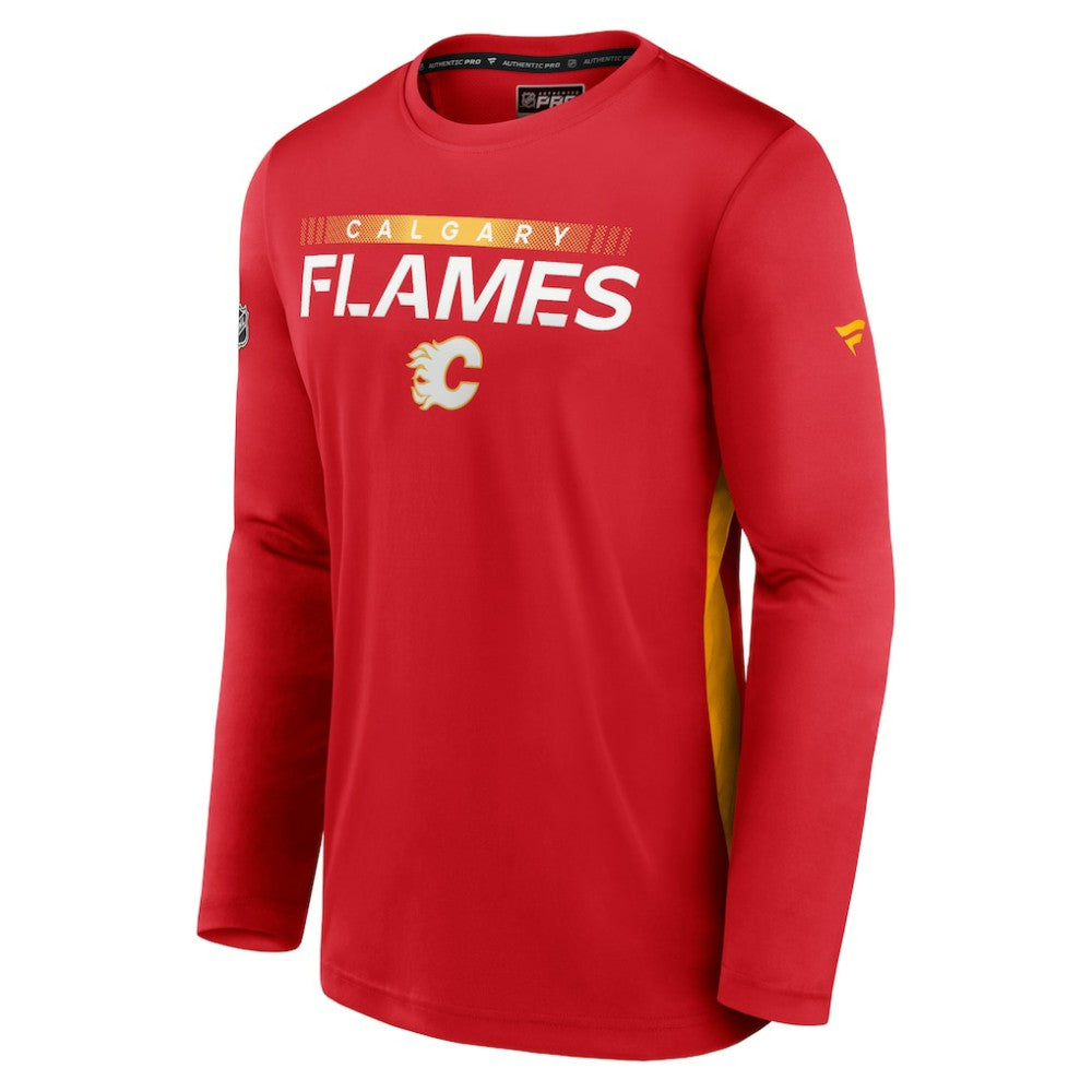 Calgary Flames Fanatics Authentic Pro Rink Performance Long Sleeve T-Shirt