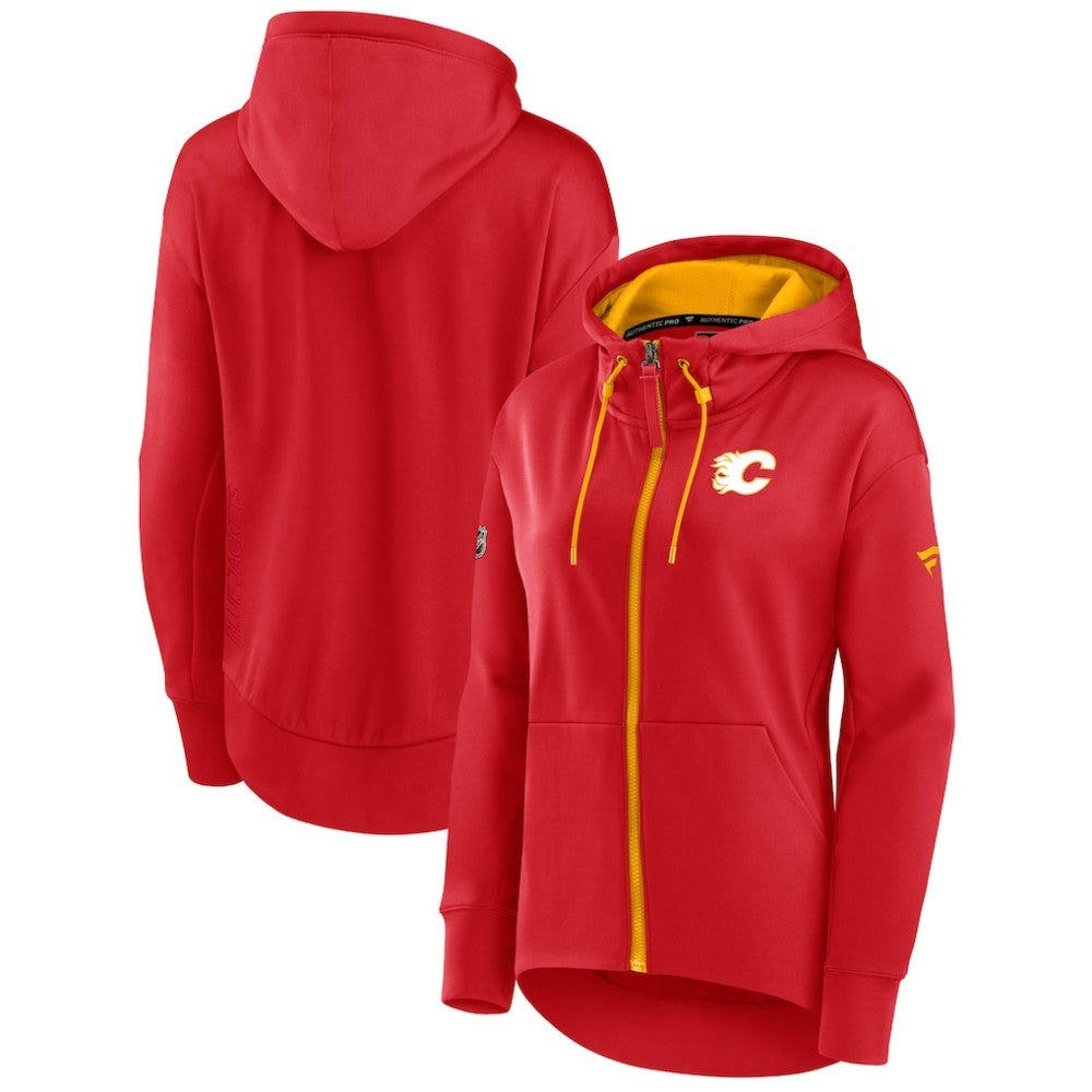 Calgary Flames Fanatics Women's Authentic Pro Rink Full-Zip Hoodie